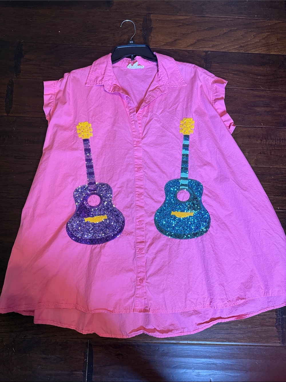 Peach Love California Hot Pink Button-Up dress